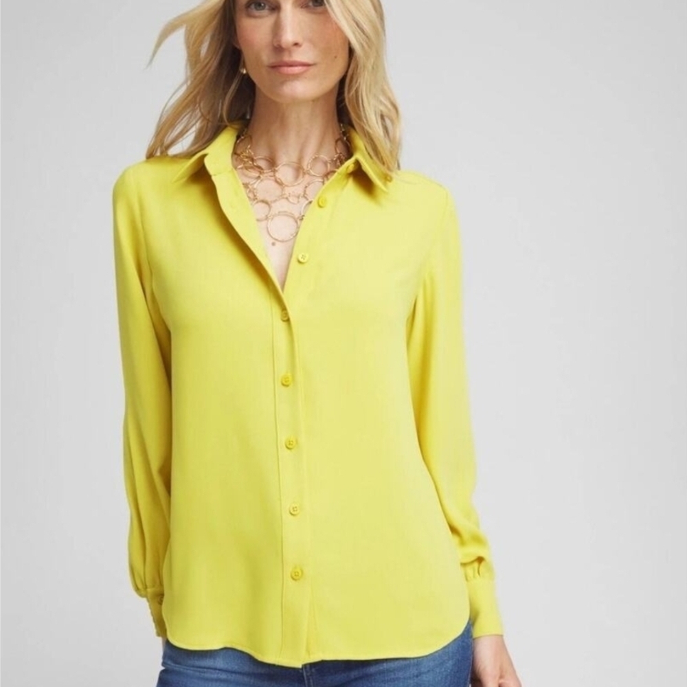 Chico's Women's Yellow Button-Up Blouse